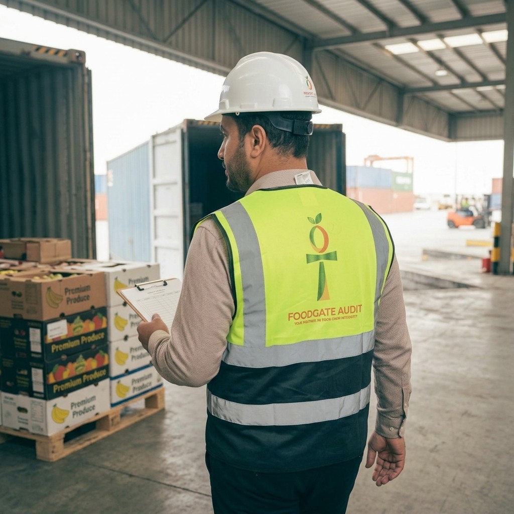 FoodGate inspector checking palletized produce at Alexandria Port